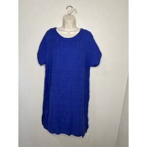 Soft Surroundings Blue Linen Blend Dress Medium Tall